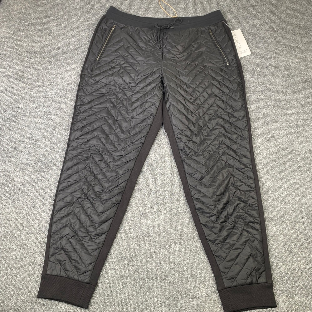 Athleta Apres Ski Down Jogger Black Quilted Front Pockets 467123 Size 14